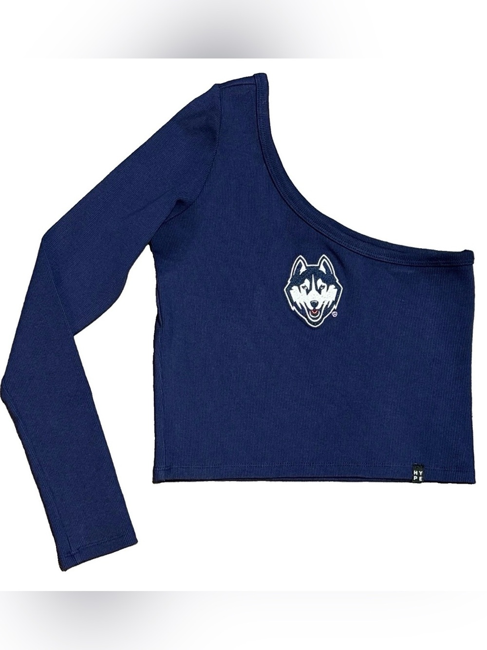 Hype & Vice UConn Huskies One Shoulder Crop Top Womens M Blue Ribbed NWOT
